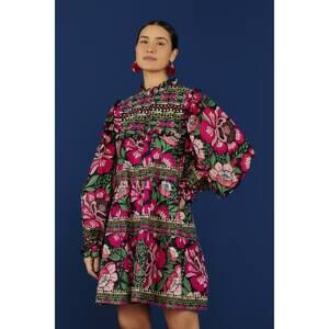 Black Flower Garden Organic Cotton Mini Dress